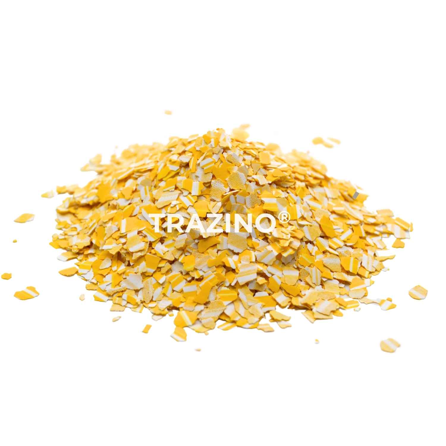 Trazino® Farbchips in zweifarbig Gelb zum Einstreuen für Beschichtungen Trazino® Farbchips in zweifarbig Gelb zum Einstreuen für Beschichtungen